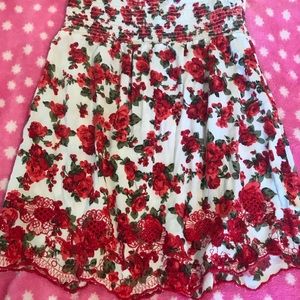 Tube top Red Floral Medium Sleeveless